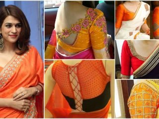 orange blouse designs