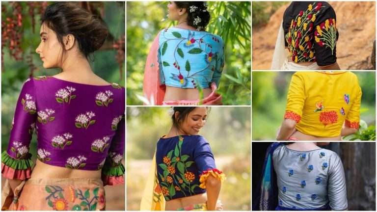 Stylish saree blouse back neck designs