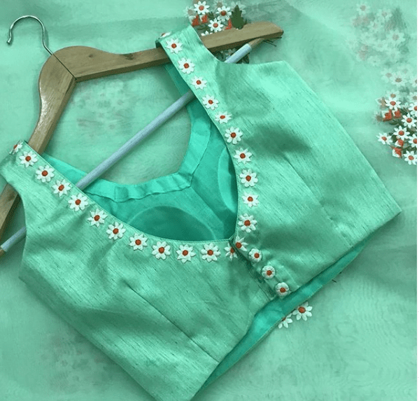 10 Simple and pretty thread work blouse designs - Simple Craft Idea