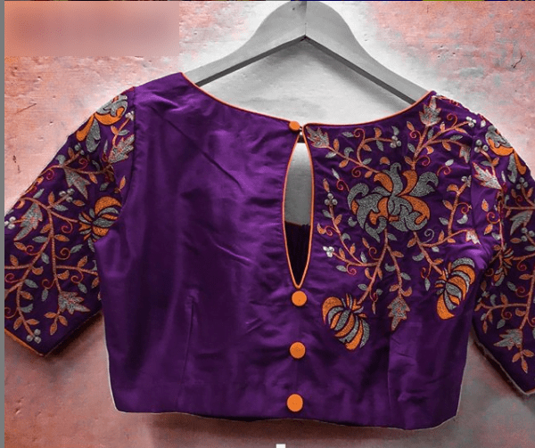 10 Simple and pretty thread work blouse designs - Simple Craft Idea