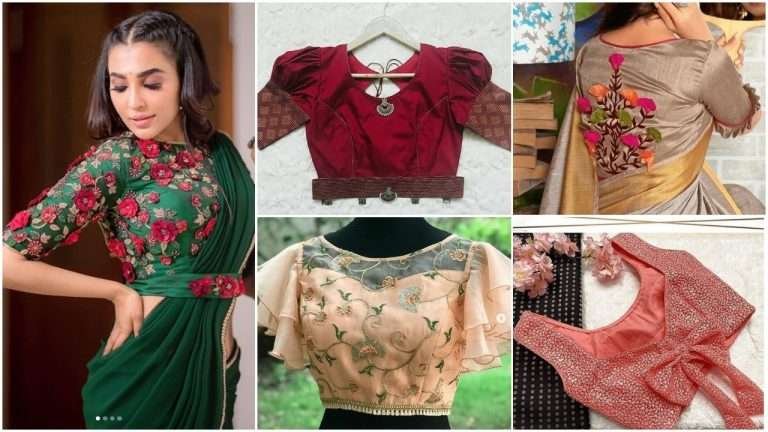 Stylish saree blouse back neck designs