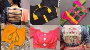 Trendy blouse back neck designs for silk sarees