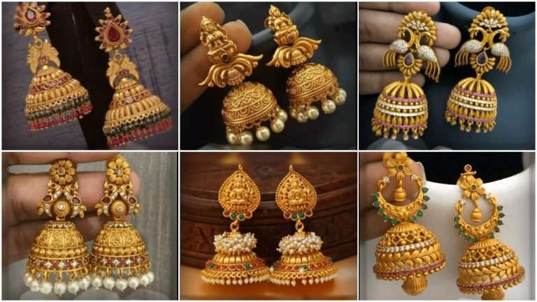 Latest beautiful antique gold jhumka designs