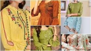 Trendy neck and sleeve design for kurti