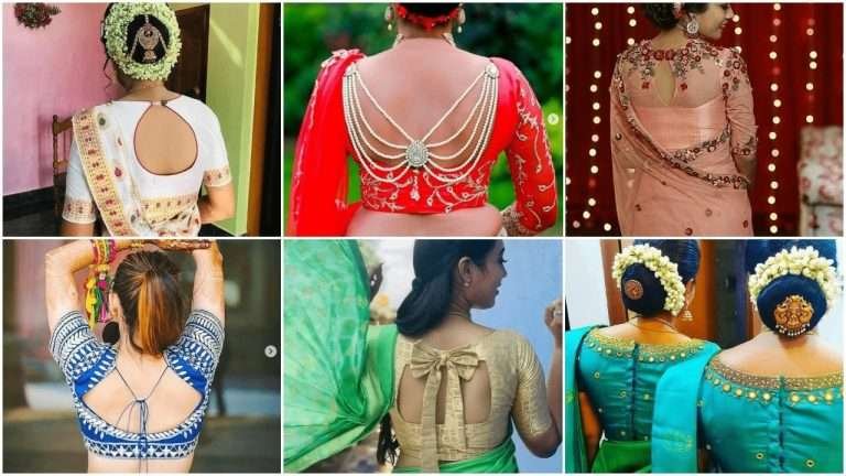 Latest saree blouse back neck design