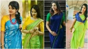 Contrast colour combination for saree and blouse