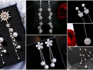 Flower pearl drop earrings,