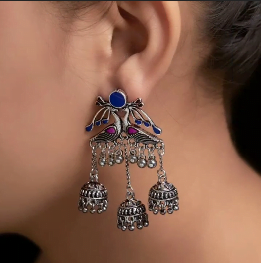 Silver jhumka earrings
