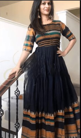 sari into anarkali dress