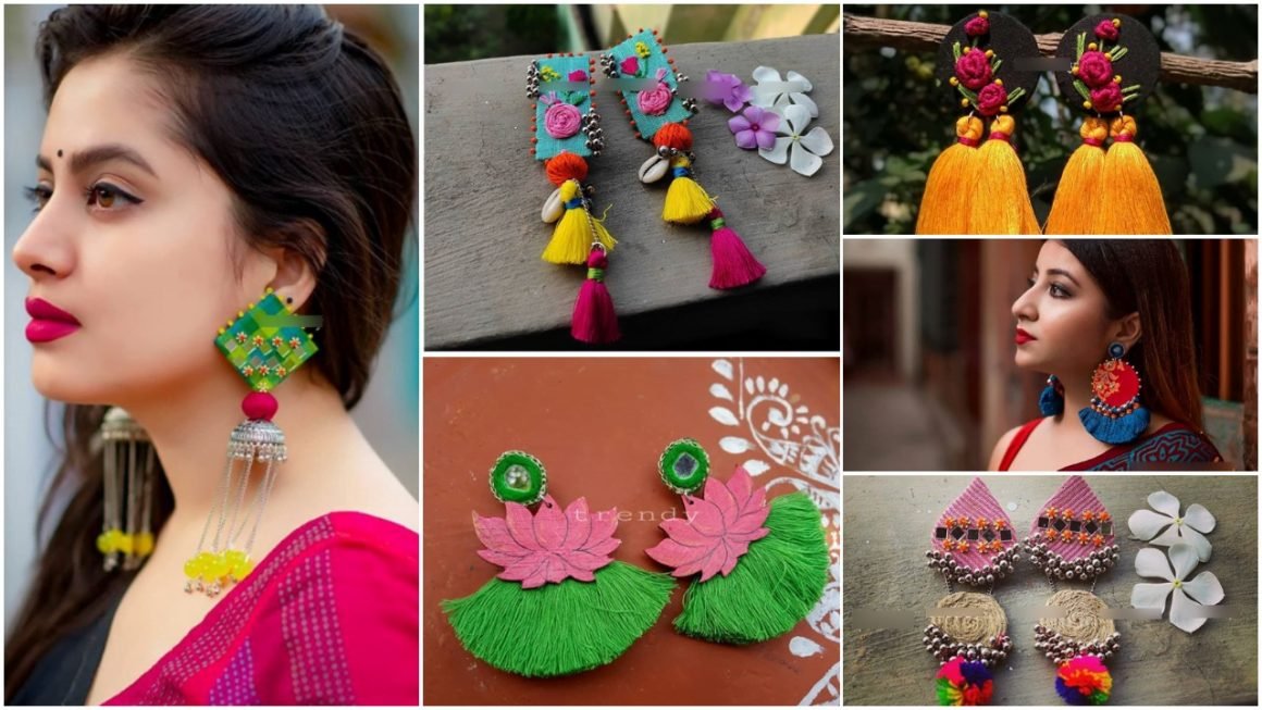 Multicolor fabric earrings
