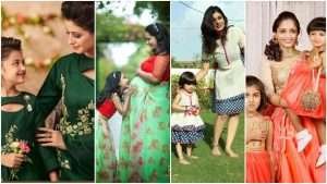 Mother and daughter matching dresses Indian