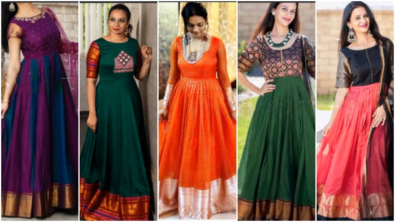 Convert old sari into anarkali dress ideas - Simple Craft Ideas