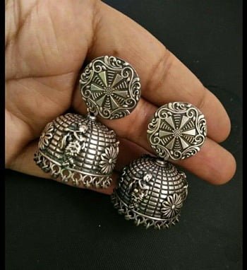 Silver Jhumkas and Earrings