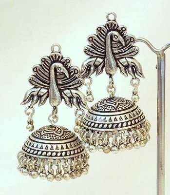 Silver Jhumkas and Earrings