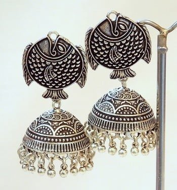 Silver Jhumkas and Earrings