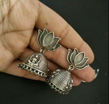 Silver Jhumkas and Earrings