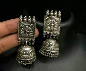 Silver Jhumkas and Earrings