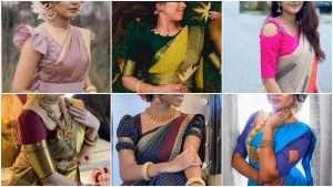 Boat neck blouse designs front and back images