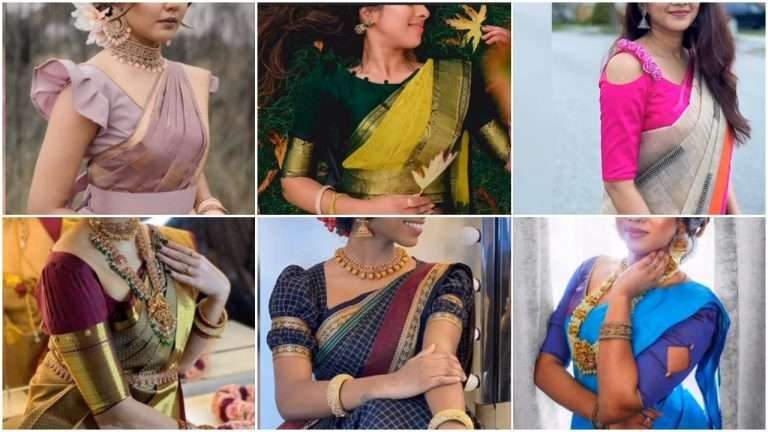 Boat neck blouse designs front and back images