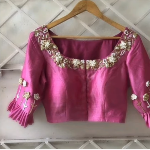 pink blouse design