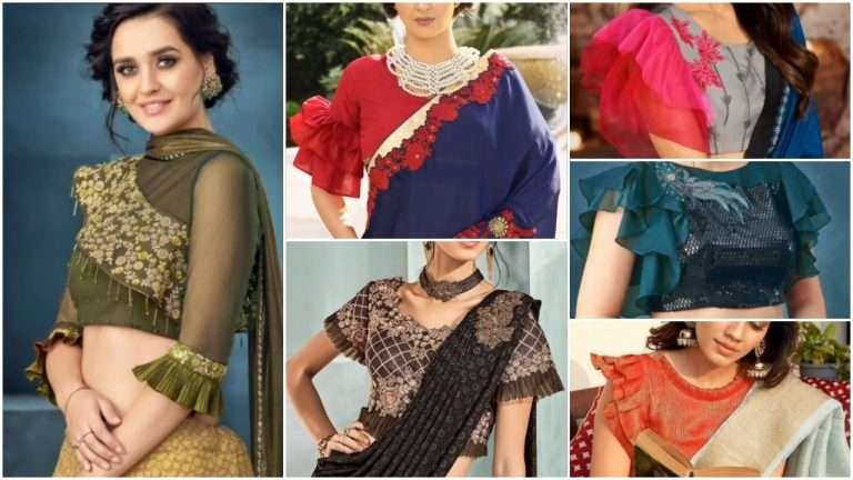 Latest partywear frill sleeves blouse design
