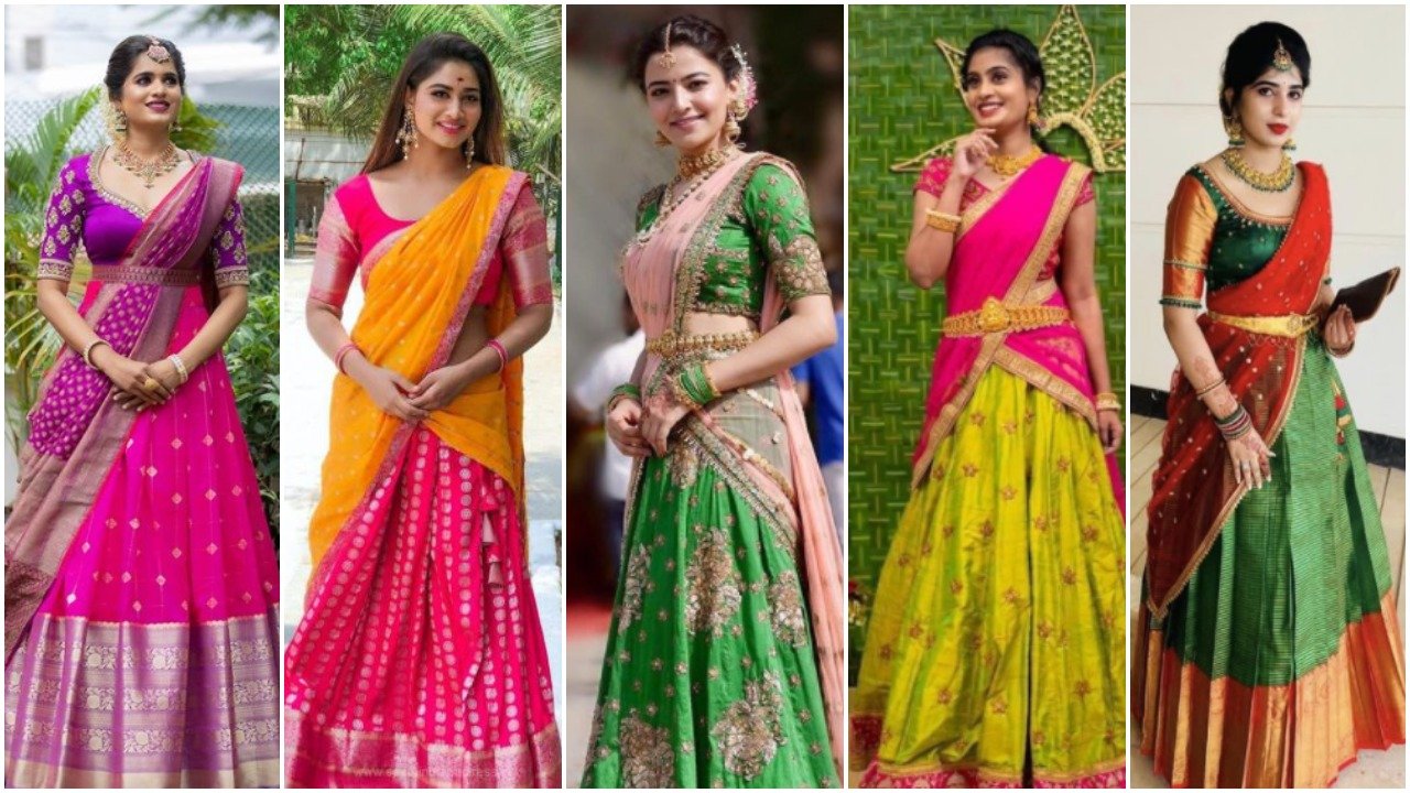 South indian traditional and trendy half saree designs for girls - Simple  Craft Ideas