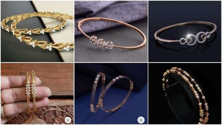 Simple gold stone bangle design