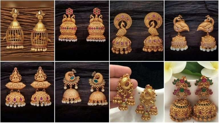 Gold bridal jhumka design heavy and light weight
