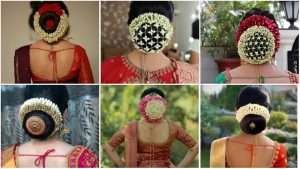 South Indian bridal hair bun with jasmine flowers