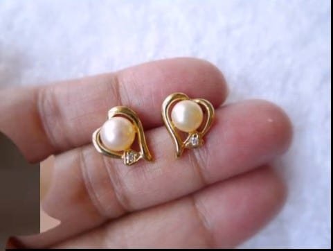 Gold & South Sea Pearl Round Floral Studs Earrings