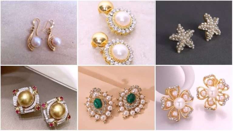 Gold and south sea pearl round floral studs earrings