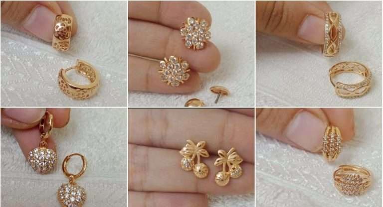 Simple light weight gold earring design