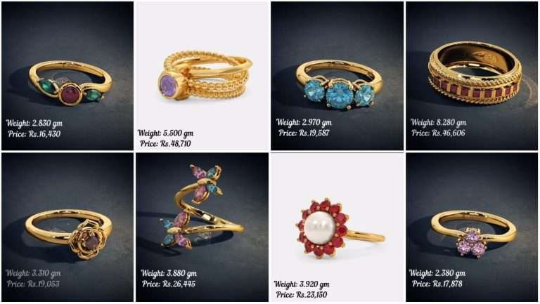 Latest lightweight gold and gemstone finger ring designs