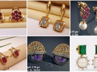 Gold gemstone earrings designs