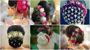 Beautiful hair bun with floral gajra