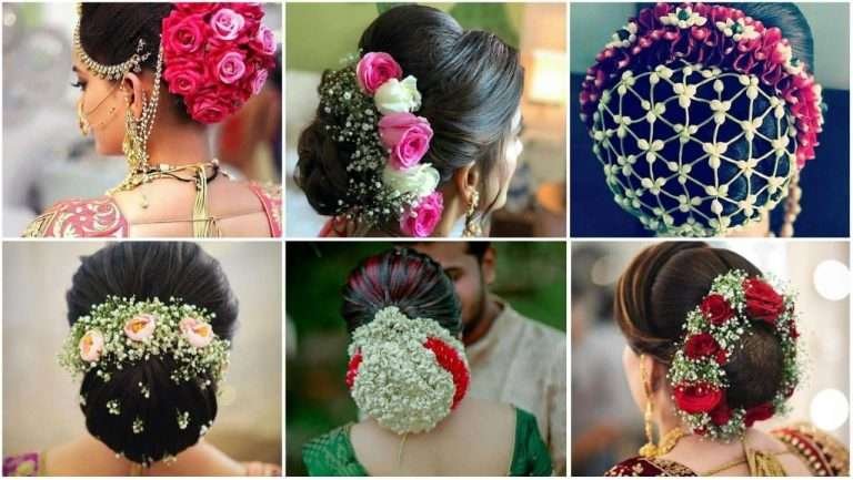 Beautiful hair bun with floral gajra