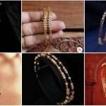 Simple gold stone bangle design