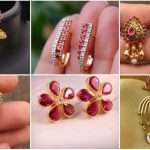 Ruby flower charm drop stud earring designs