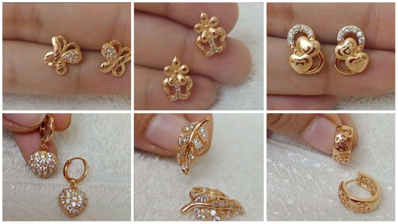 Buy Simple Gold Earrings Design Online in India 2022 | Kasturi Diamond
