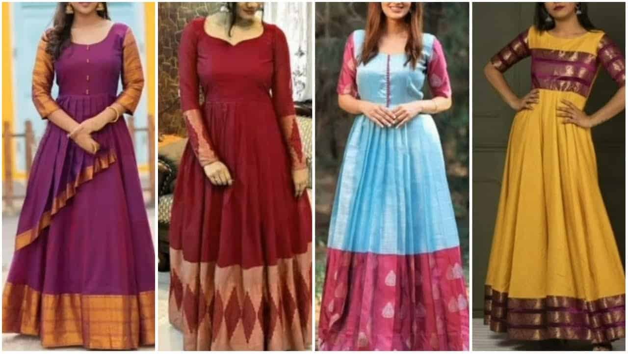 Anarkali Dress Designs Made Form Silk Sarees Anarkali Dress Designs Made Form Silk Sarees