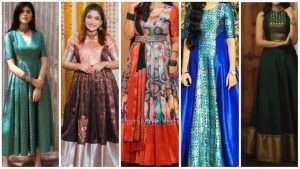 Saree pattern long gown designs new collection