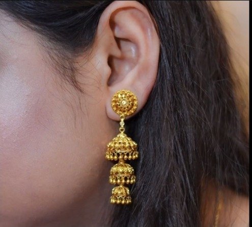Gold jhumka earrings ideas in 2022 - Simple Craft Idea