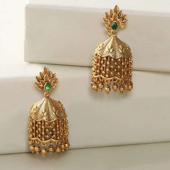 Latest gold jhumka designs with weight 1
