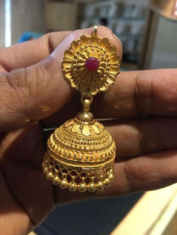 Latest gold jhumka designs with weight 17