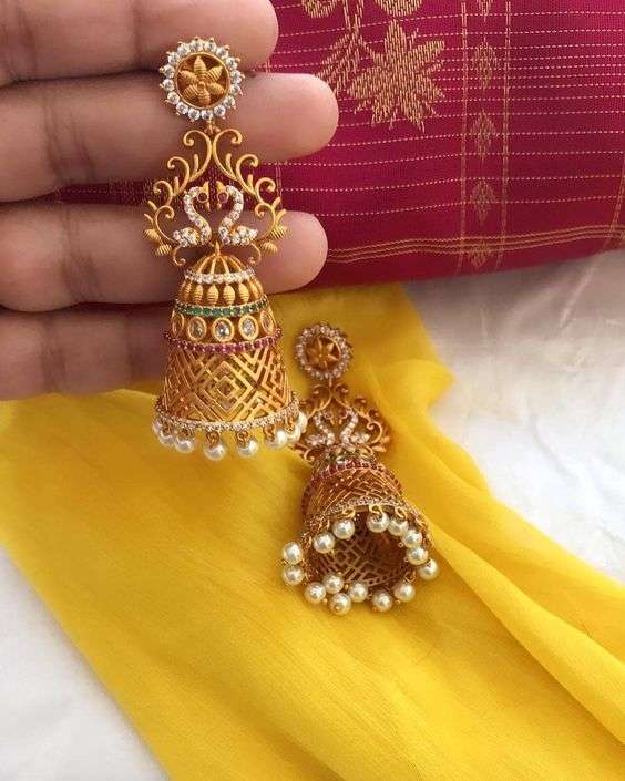 Latest gold jhumka designs with weight 3