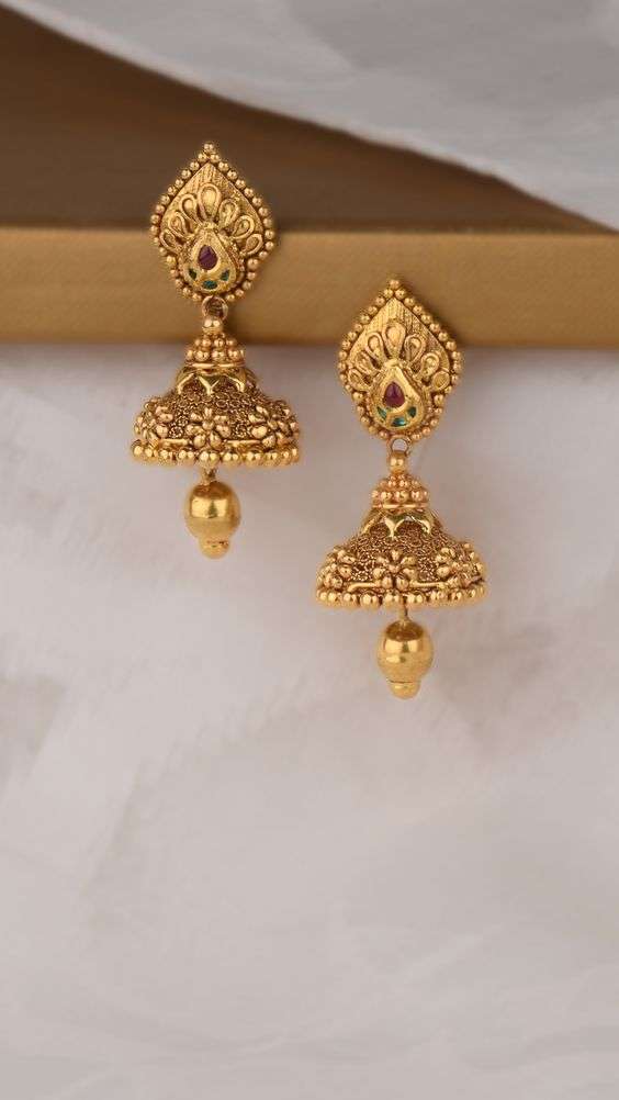 Latest gold jhumka designs with weight 4