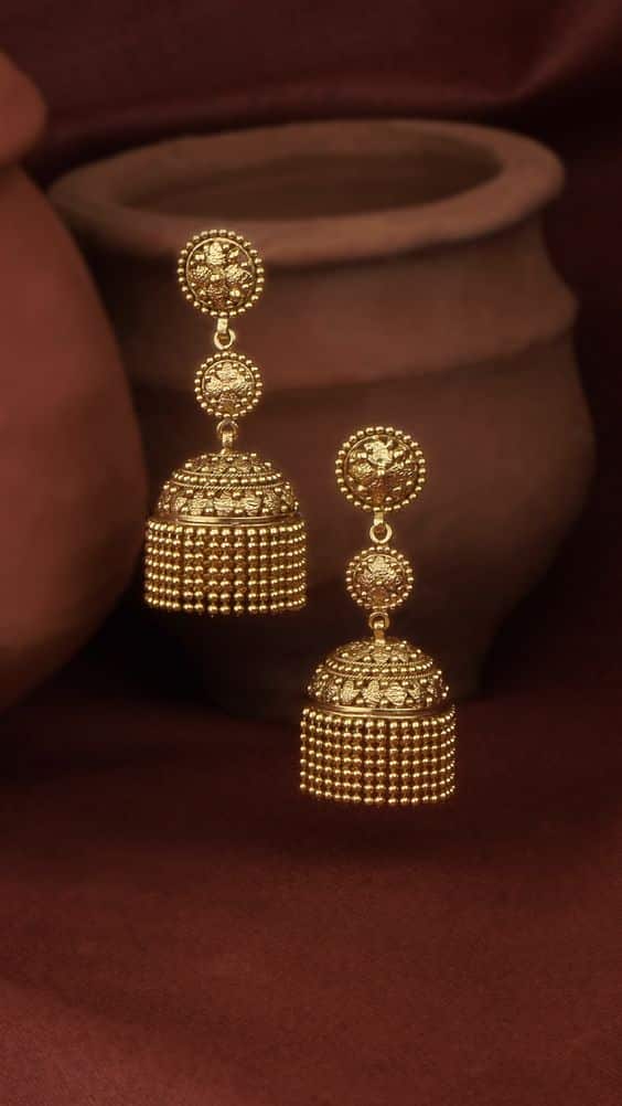 Latest gold jhumka designs with weight 8