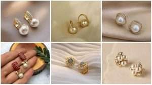 Latest gold pearl drop earrings designs