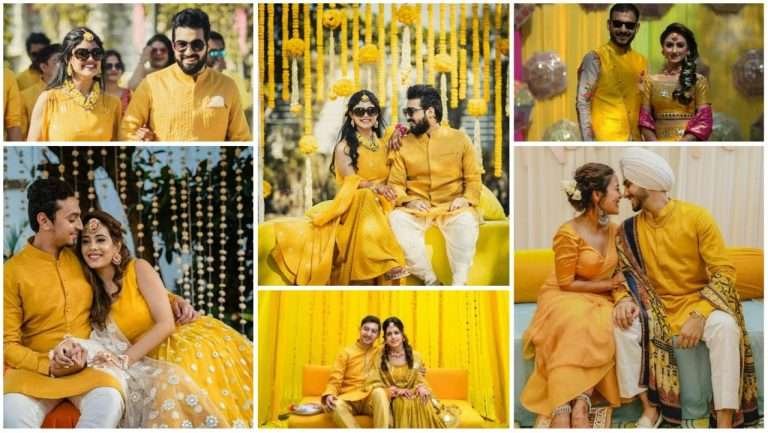 Haldi function couple outfit idea