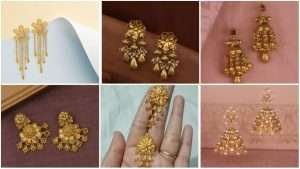 Tiered gold earrings accented with the vibrance of stone